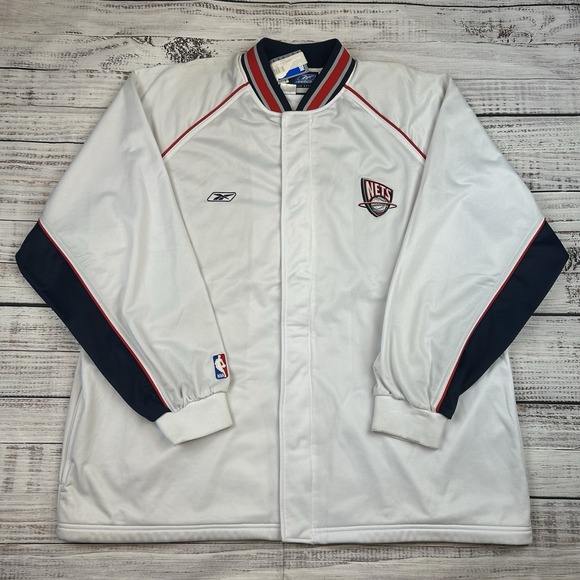 NWT VTG NBA NEW JERSEY NETS Reebok Warmup Jacket Sz 2XL Basketball Button Snap - Picture 1 of 13